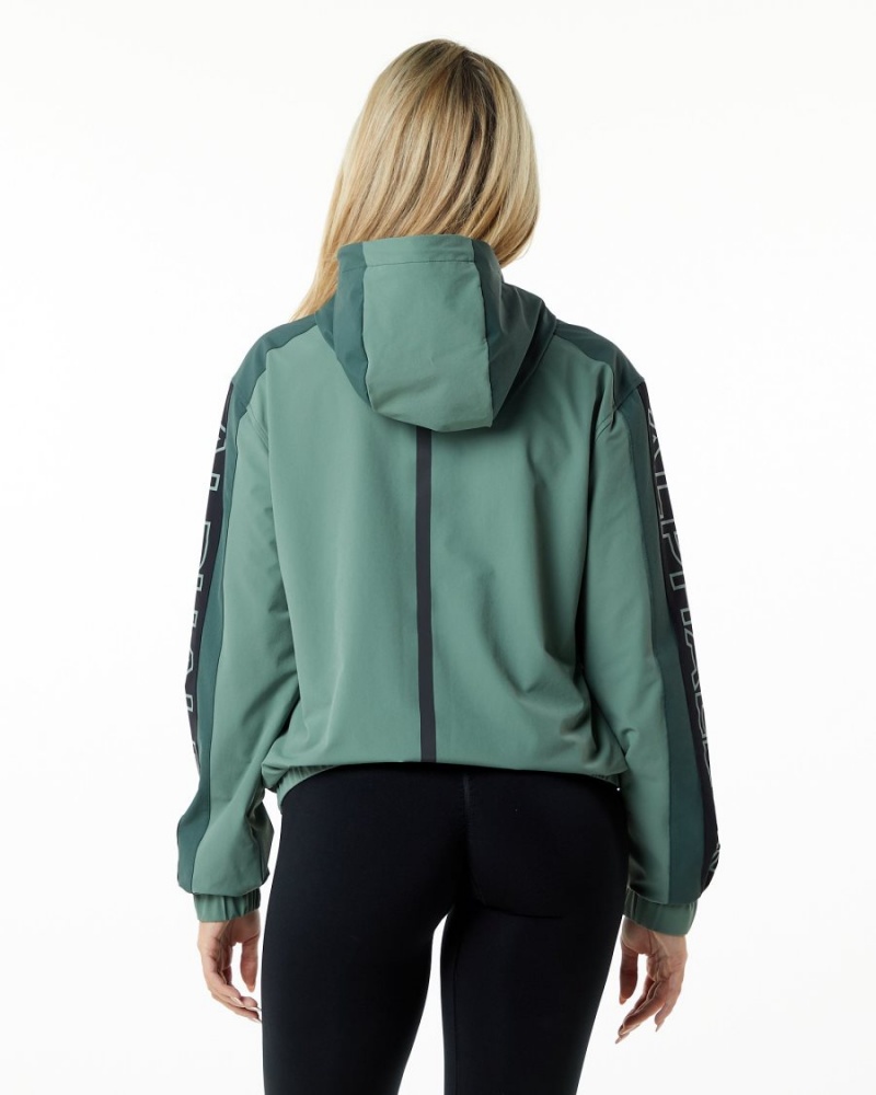 Women's Alphalete Infinity Tech Jacket Jackets Wild Sage | 2695-GETVM