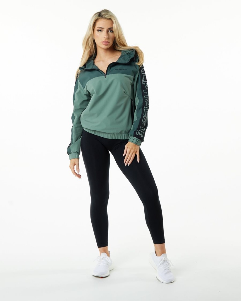 Women's Alphalete Infinity Tech Jacket Jackets Wild Sage | 2695-GETVM