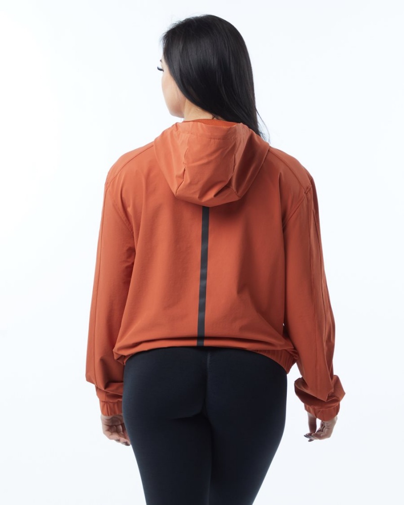 Women's Alphalete Infinity Tech Jacket Jackets Sour Tangerine | 2078-SPGWO