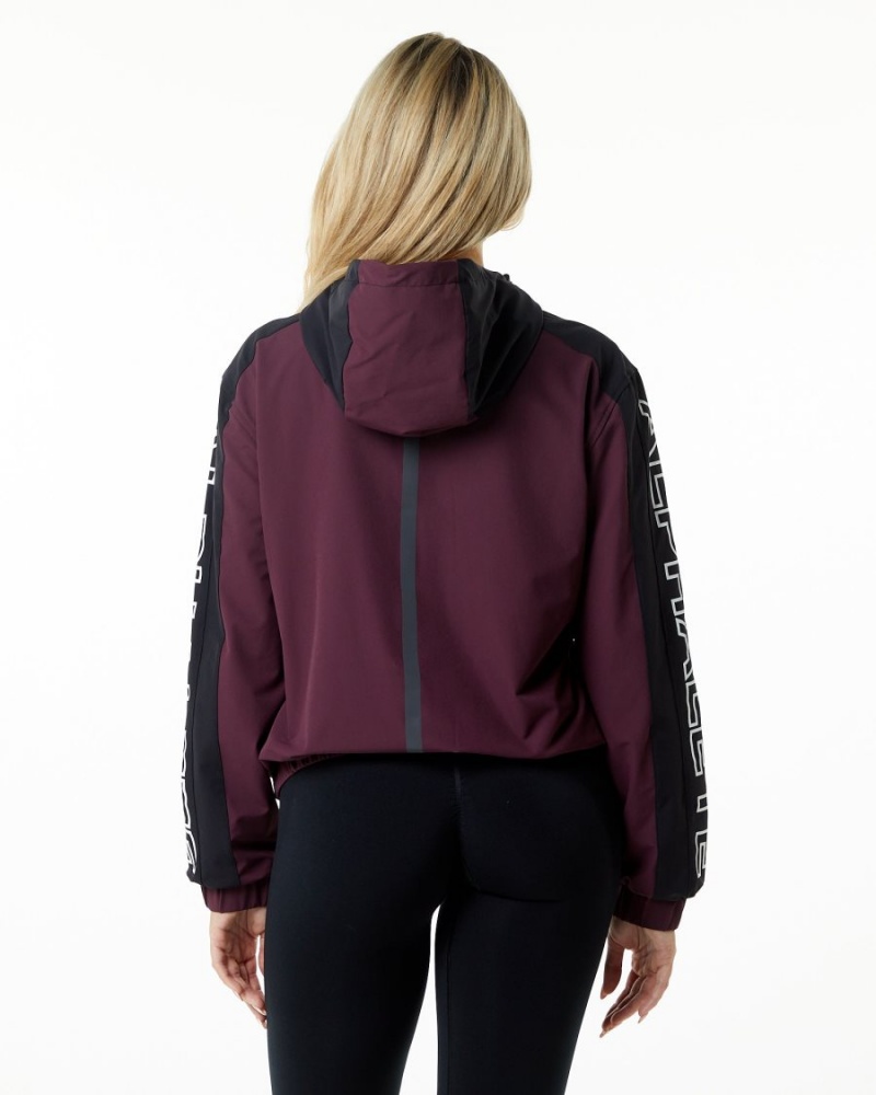 Women's Alphalete Infinity Tech Jacket Jackets Dark Merlot | 0765-ULBZN