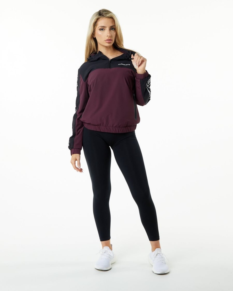 Women's Alphalete Infinity Tech Jacket Jackets Dark Merlot | 0765-ULBZN