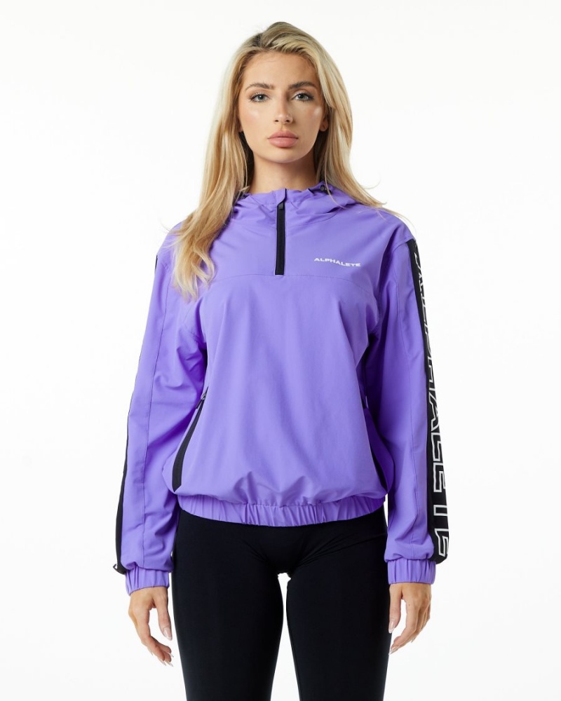 Women\'s Alphalete Infinity Tech Jacket Jackets Synthetic Violet | 5871-NMADW