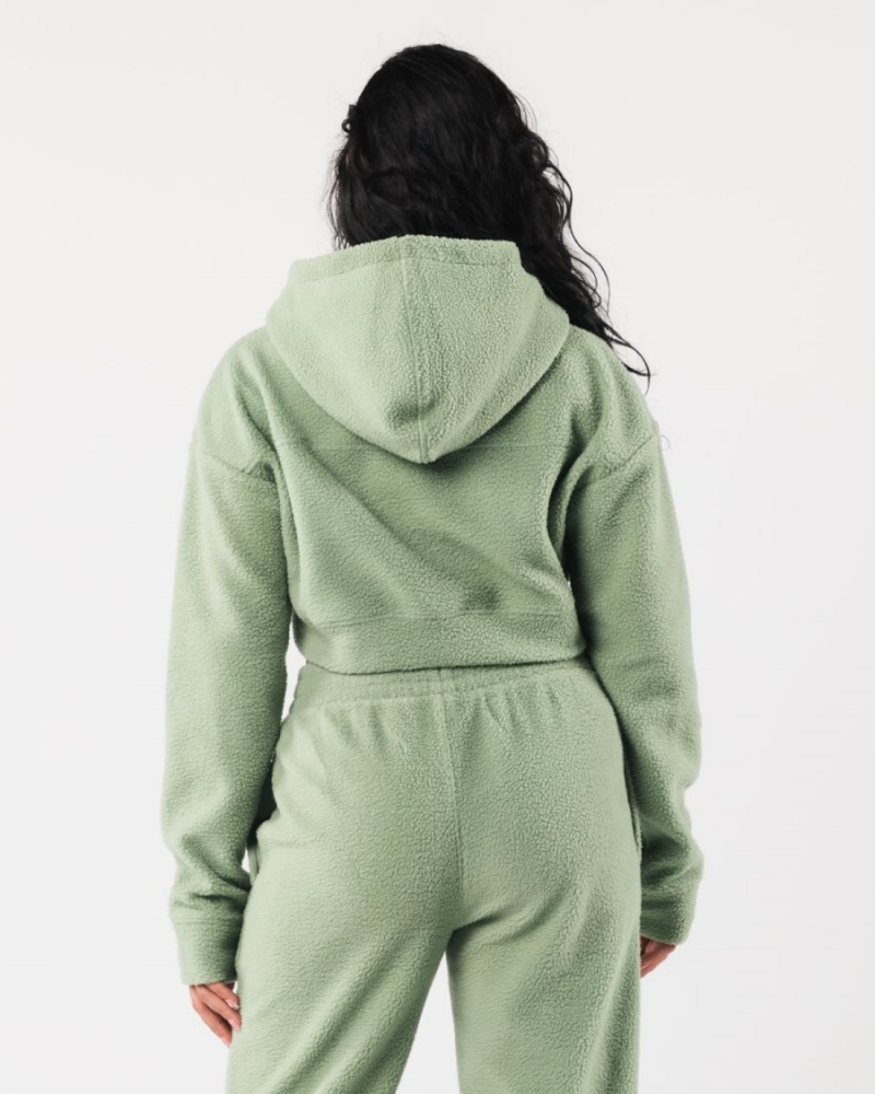 Women's Alphalete King Crop Hoodie Hoodie Sage | 9342-LURBF