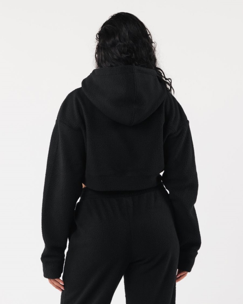 Women's Alphalete King Crop Hoodie Hoodie Black | 4608-EPDSV