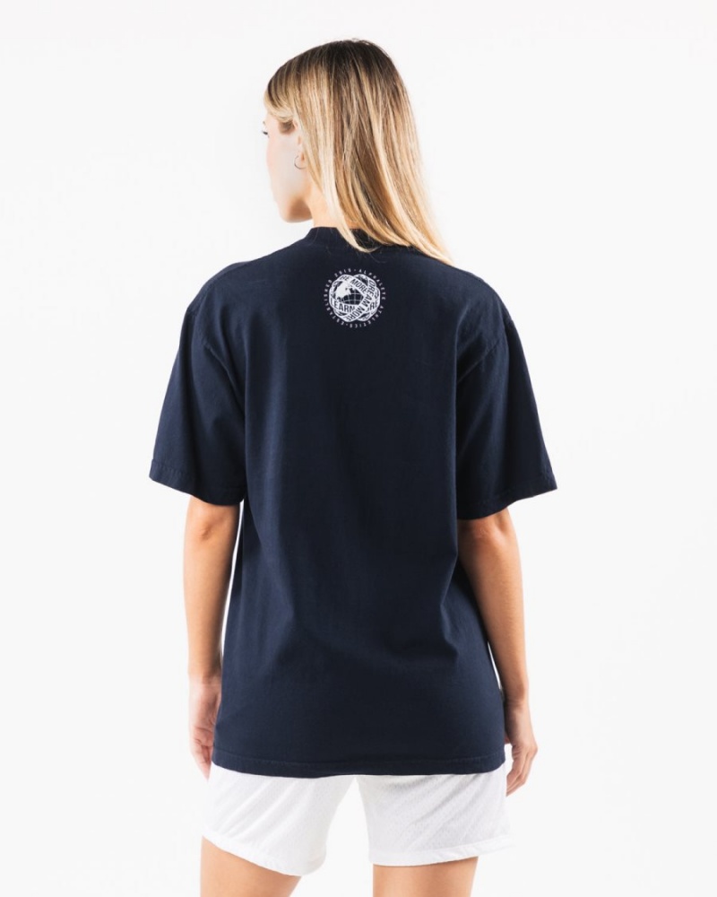 Women's Alphalete LDB More Tee Shirts Navy / Pink | 0237-KMRIF