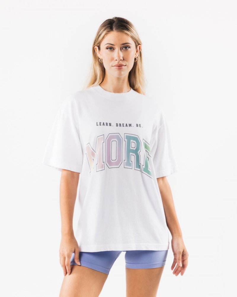 Women's Alphalete LDB More Tee Shirts White Gradient | 2716-QAKUY