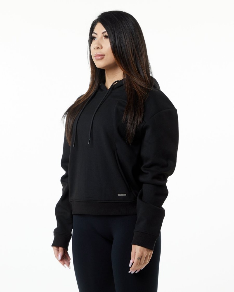 Women's Alphalete Monarch Hoodie Hoodie Black | 2564-FTARO