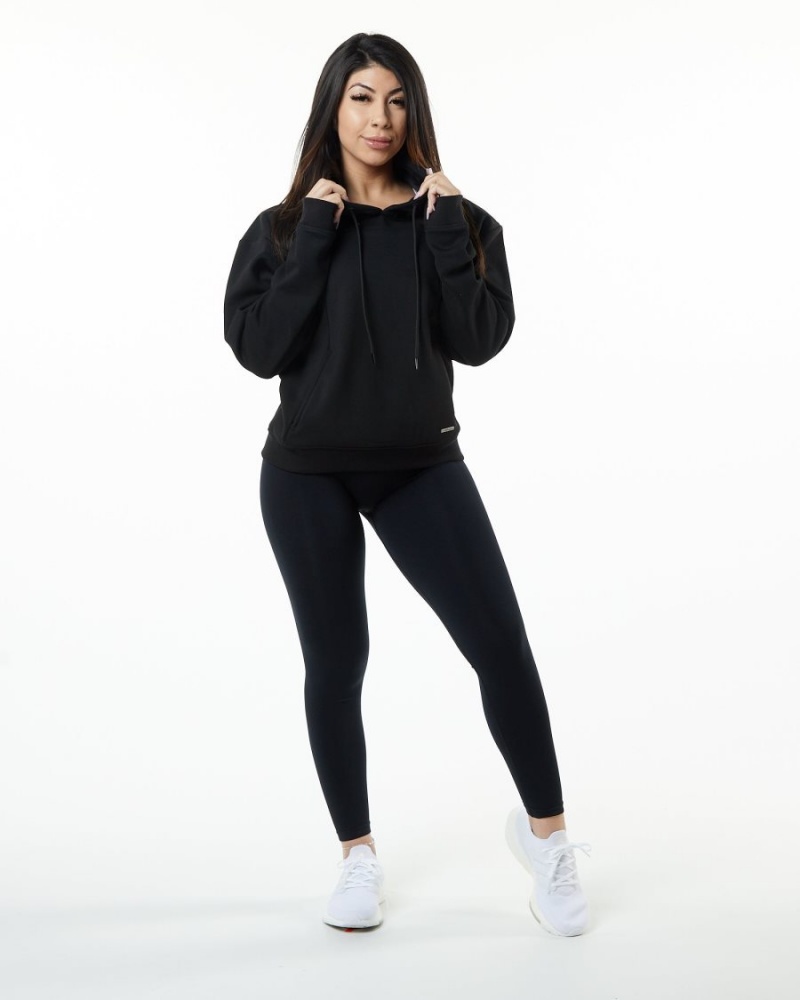 Women's Alphalete Monarch Hoodie Hoodie Black | 2564-FTARO