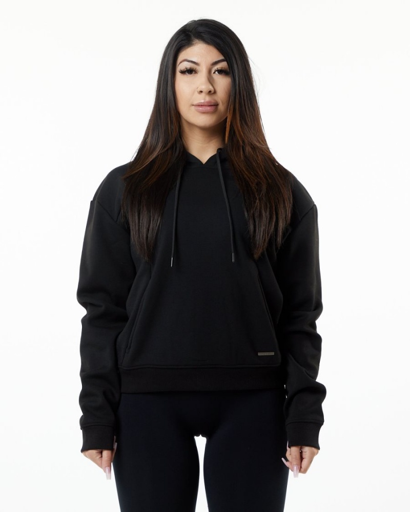 Women\'s Alphalete Monarch Hoodie Hoodie Black | 2564-FTARO