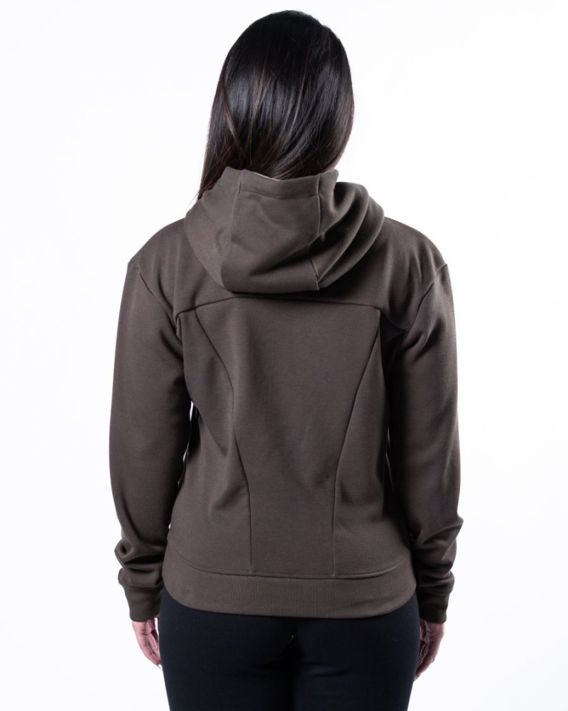 Women's Alphalete Monarch Hoodie Hoodie Dark Brown | 8536-EDVNS