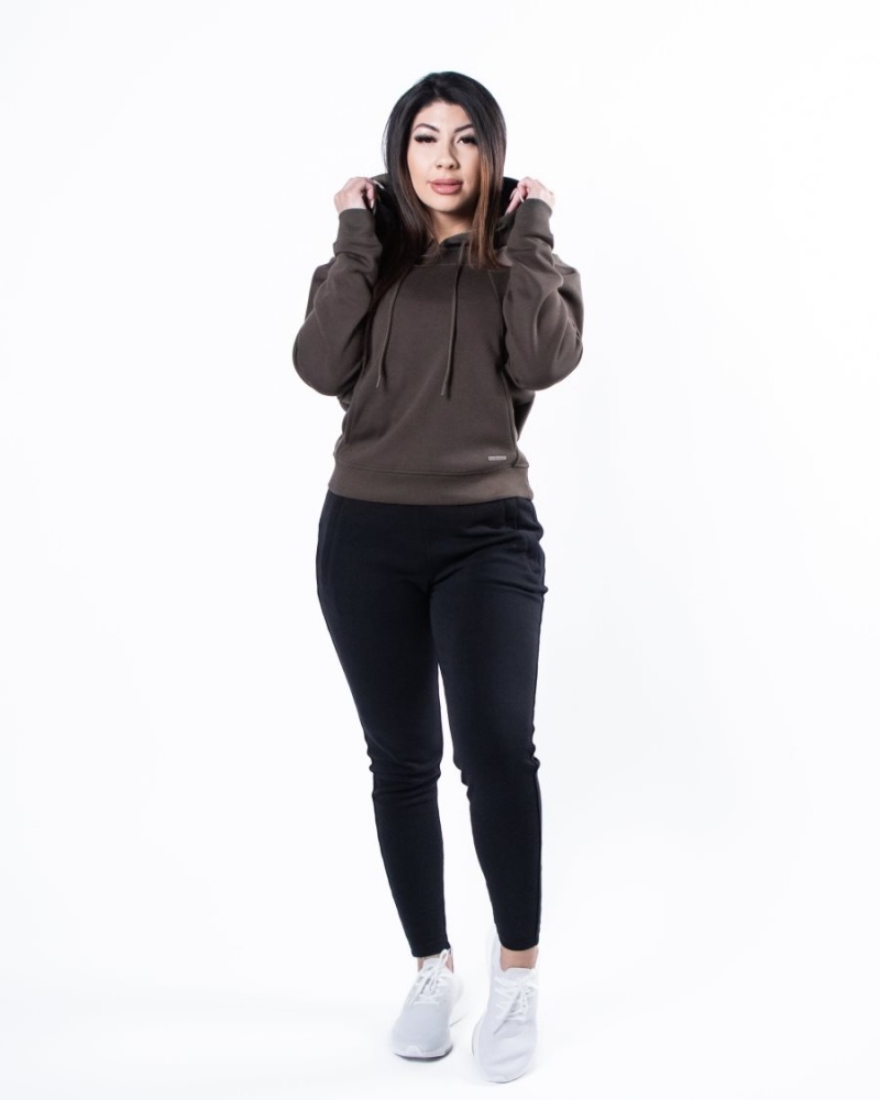 Women's Alphalete Monarch Hoodie Hoodie Dark Brown | 8536-EDVNS