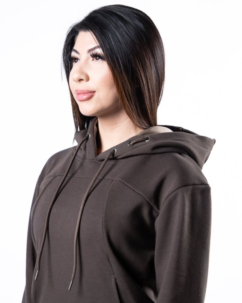 Women's Alphalete Monarch Hoodie Hoodie Dark Brown | 8536-EDVNS