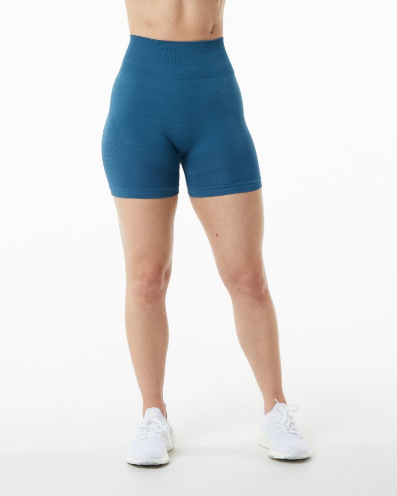 Women's Alphalete Ozone Short 5.5" Shorts Atlantic Blue | 8074-GZIEN