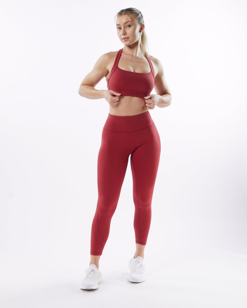 Women's Alphalete Pulse Balance Bra Sports Bra Tartan Red | 8107-EIOWV