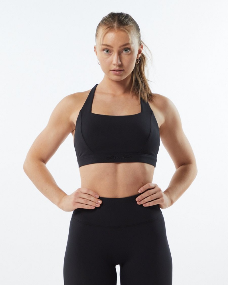 Women's Alphalete Pulse Kinetic Bra Sports Bra Blackout | 0317-IAXOQ