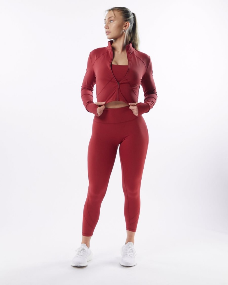 Women's Alphalete Pulse Surge Legging Leggings Tartan Red | 9370-HZAFW