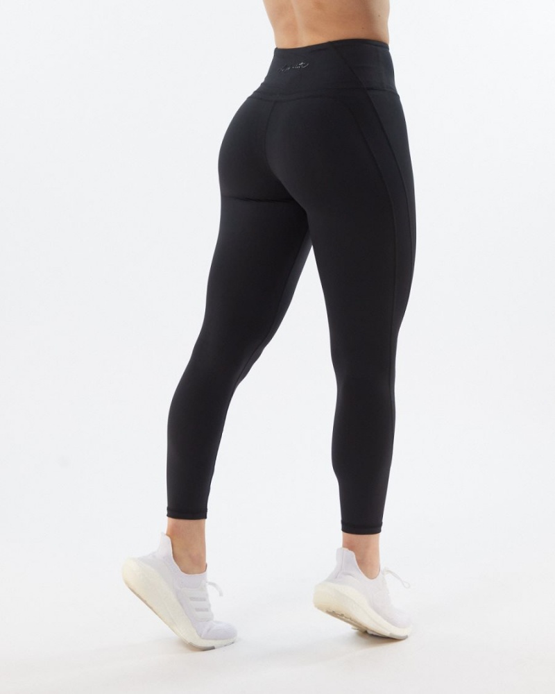 Women\'s Alphalete Pulse Surge Legging Leggings Blackout | 6579-TQXKD