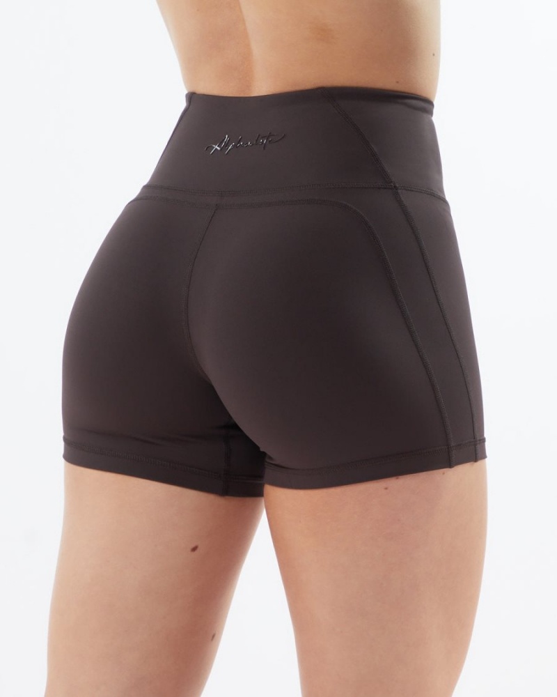 Women\'s Alphalete Pulse Surge Short 4" Shorts Obscure Grey | 6154-ZVISN