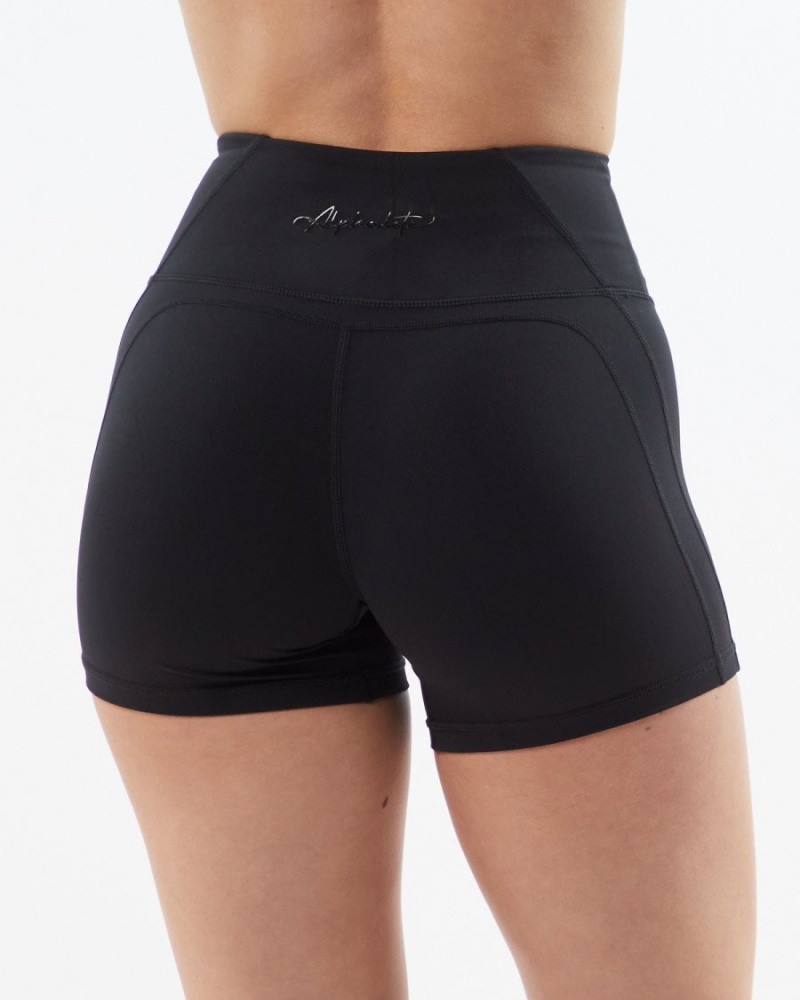 Women's Alphalete Pulse Surge Short 4" Shorts Blackout | 8324-EPVDQ