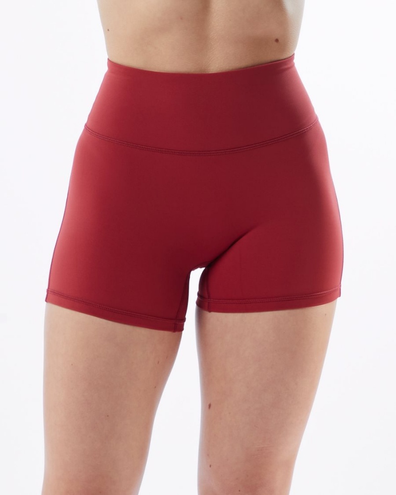 Women's Alphalete Pulse Surge Short 4" Shorts Tartan Red | 1940-CXHIM