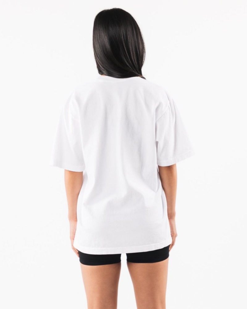 Women's Alphalete Pump University Tee Shirts White | 5792-VJCME