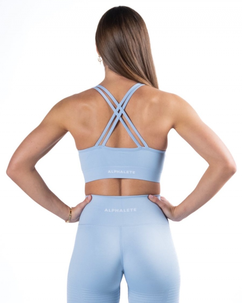 Women's Alphalete Revival Bra Sports Bra Ice Blue | 3648-QCKIZ