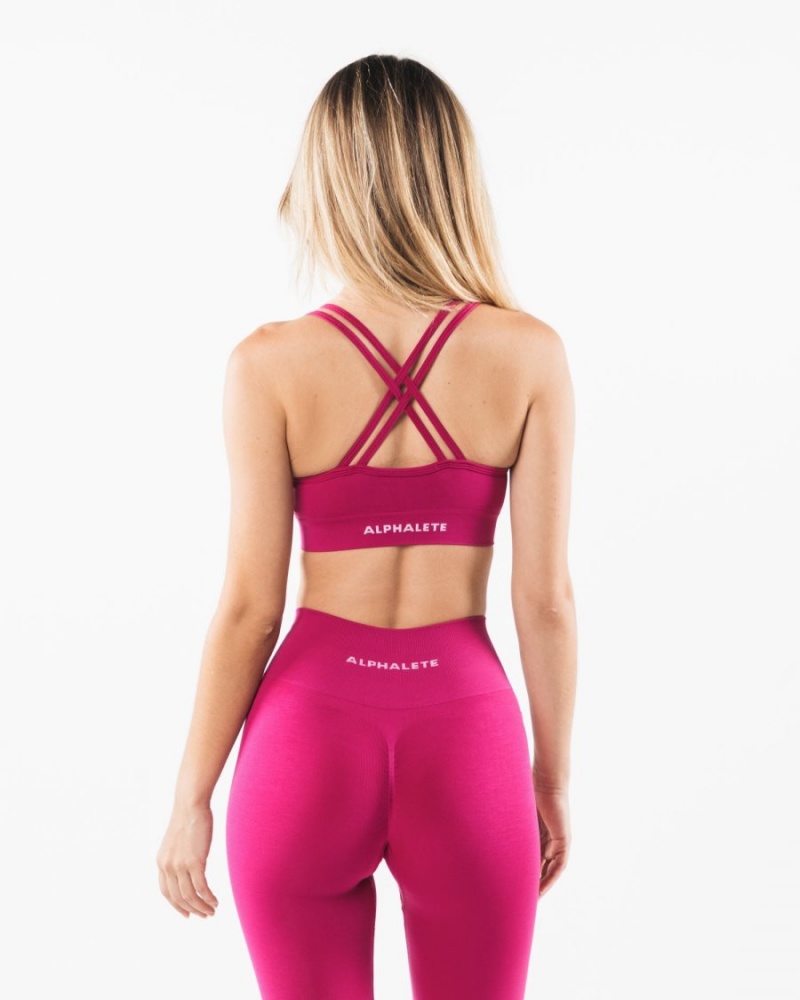 Women's Alphalete Revival Bra Sports Bra Magenta | 5109-TSRQG