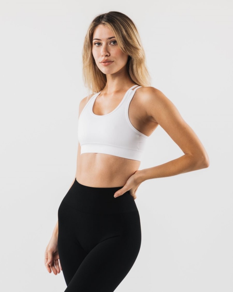 Women's Alphalete Revival Bra Sports Bra White | 6510-UEOBS