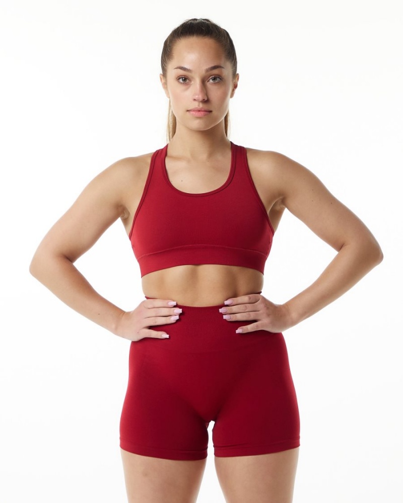 Women\'s Alphalete Revival Bra Sports Bra Scarlet | 1860-ADCXB