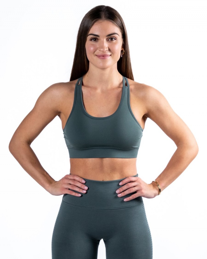 Women's Alphalete Revival Bra Sports Bra Charcoal | 5063-XPMBY