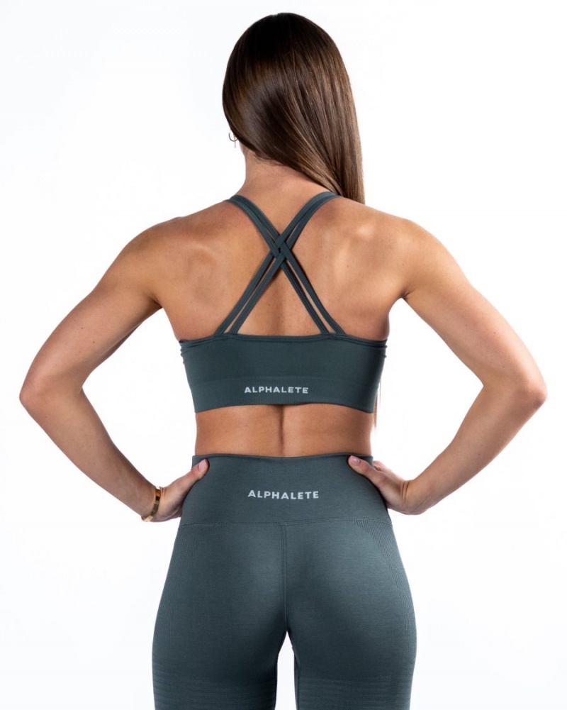 Women's Alphalete Revival Bra Sports Bra Charcoal | 5063-XPMBY