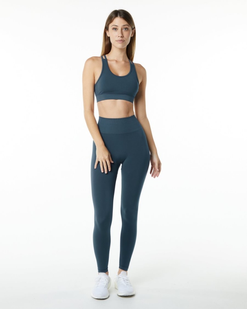 Women's Alphalete Revival Bra Sports Bra Whale Blue | 9451-KUIYB