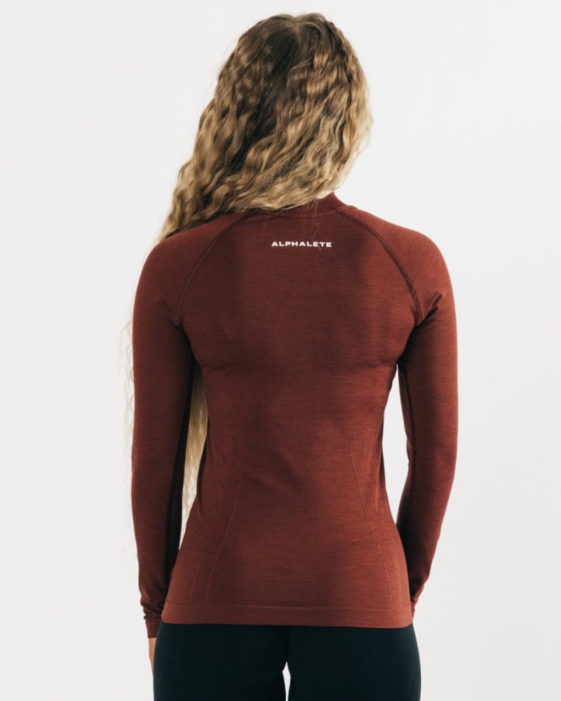 Women's Alphalete Seamless Pullover Jackets Copper | 2961-RQADY