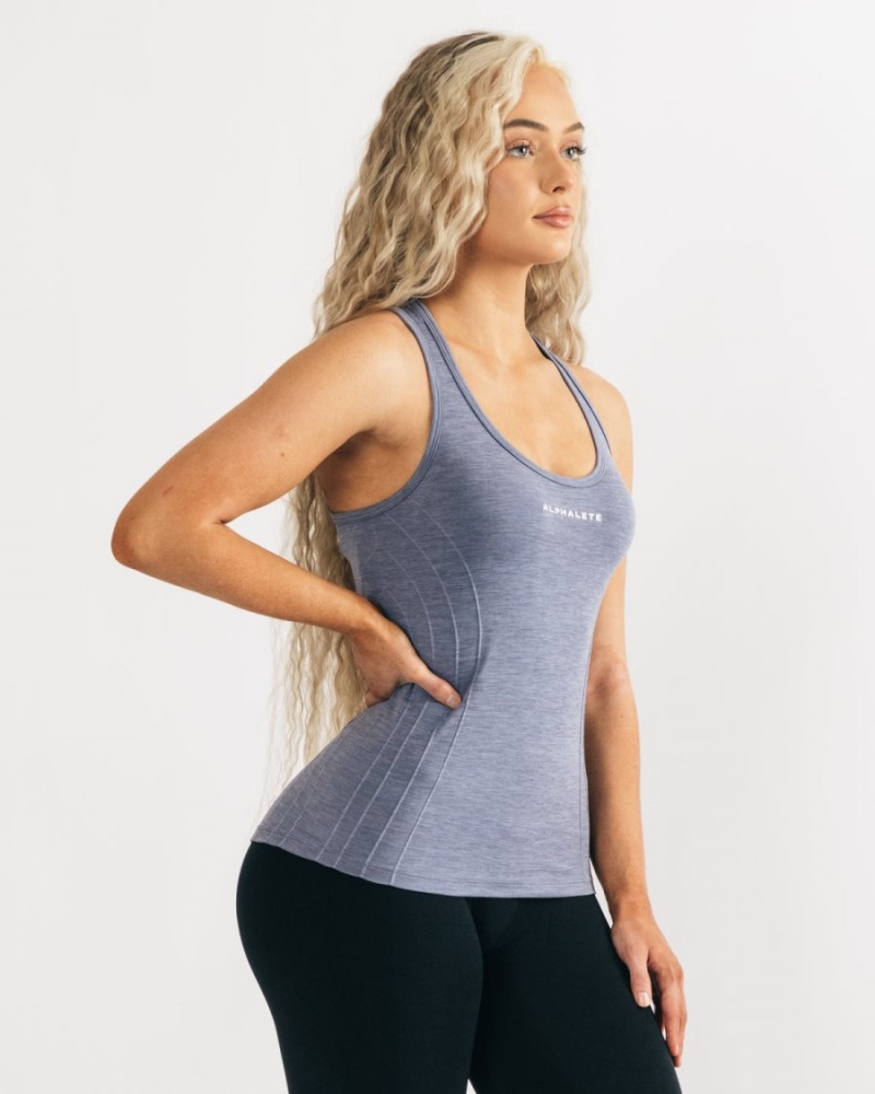 Women's Alphalete Seamless Tank Tank Top French Blue | 4752-SILUJ