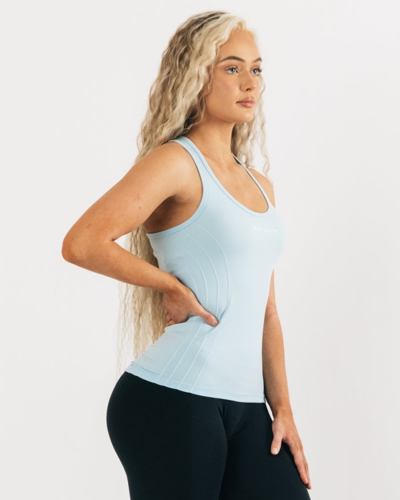 Women's Alphalete Seamless Tank Tank Top Arctic Blue | 4509-AVCTH