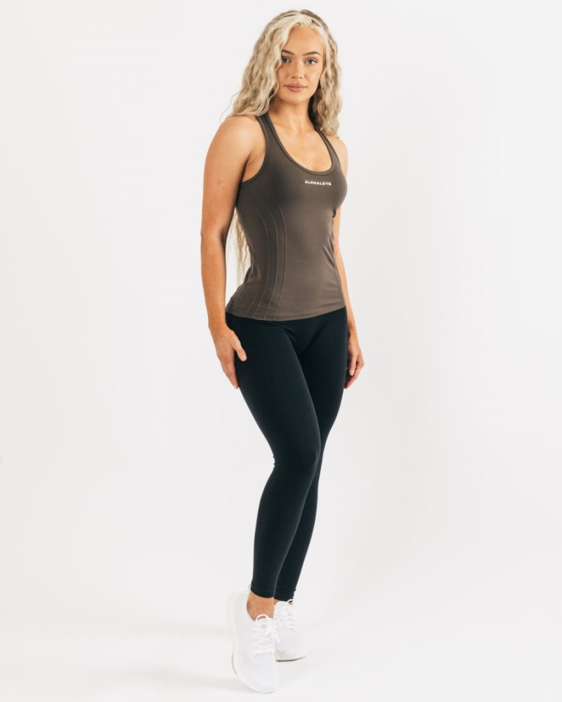 Women's Alphalete Seamless Tank Tank Top Mocha | 7263-SCROY