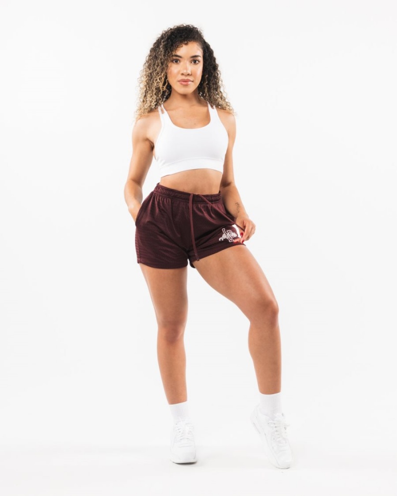 Women's Alphalete Signature Mesh Short 4" Shorts Sangria | 3795-TDNHB