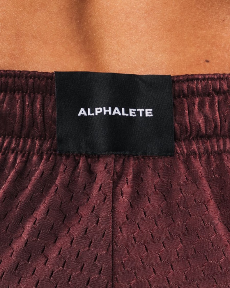 Women's Alphalete Signature Mesh Short 4" Shorts Sangria | 3795-TDNHB