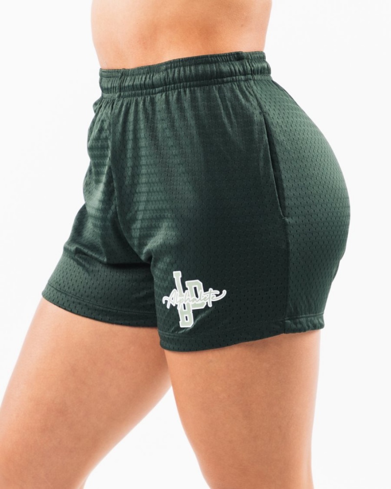 Women's Alphalete Signature Mesh Short 4" Shorts Evergreen | 6217-AVJBI