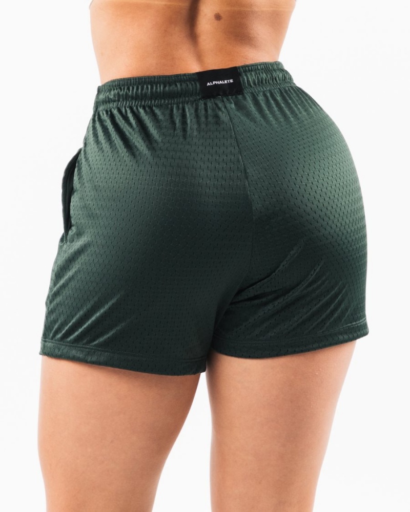 Women's Alphalete Signature Mesh Short 4" Shorts Evergreen | 6217-AVJBI