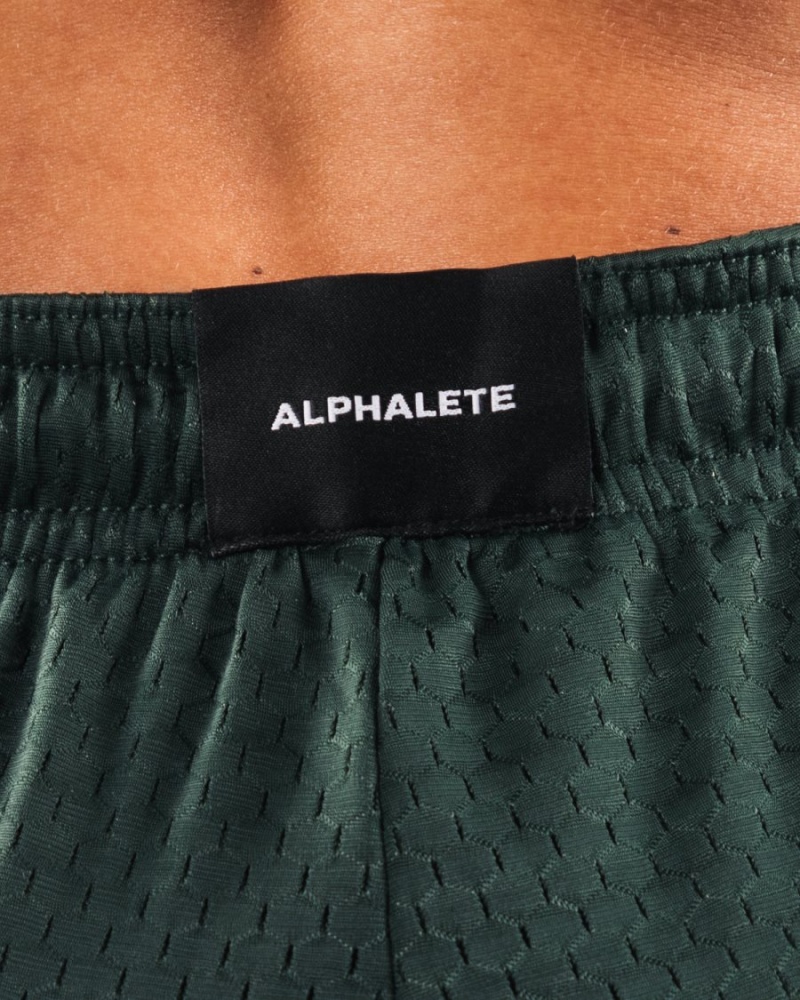 Women's Alphalete Signature Mesh Short 4" Shorts Evergreen | 6217-AVJBI