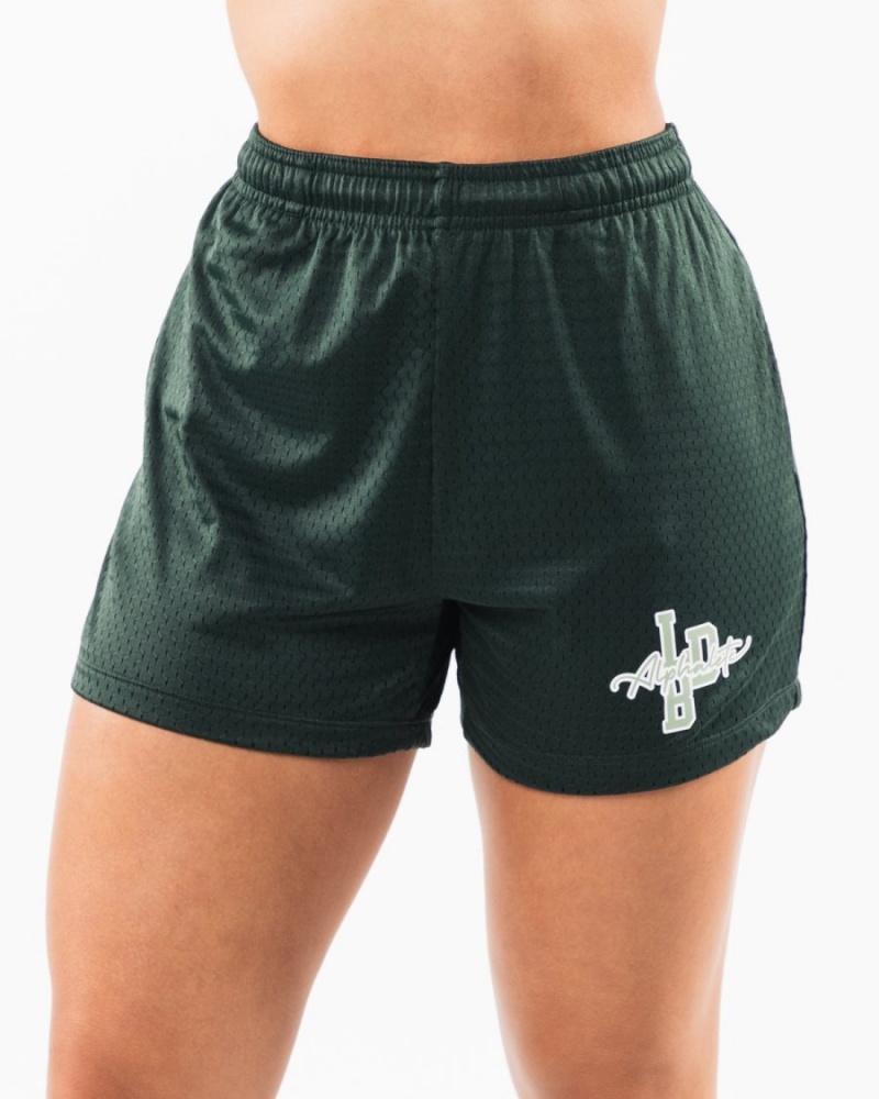 Women\'s Alphalete Signature Mesh Short 4" Shorts Evergreen | 6217-AVJBI