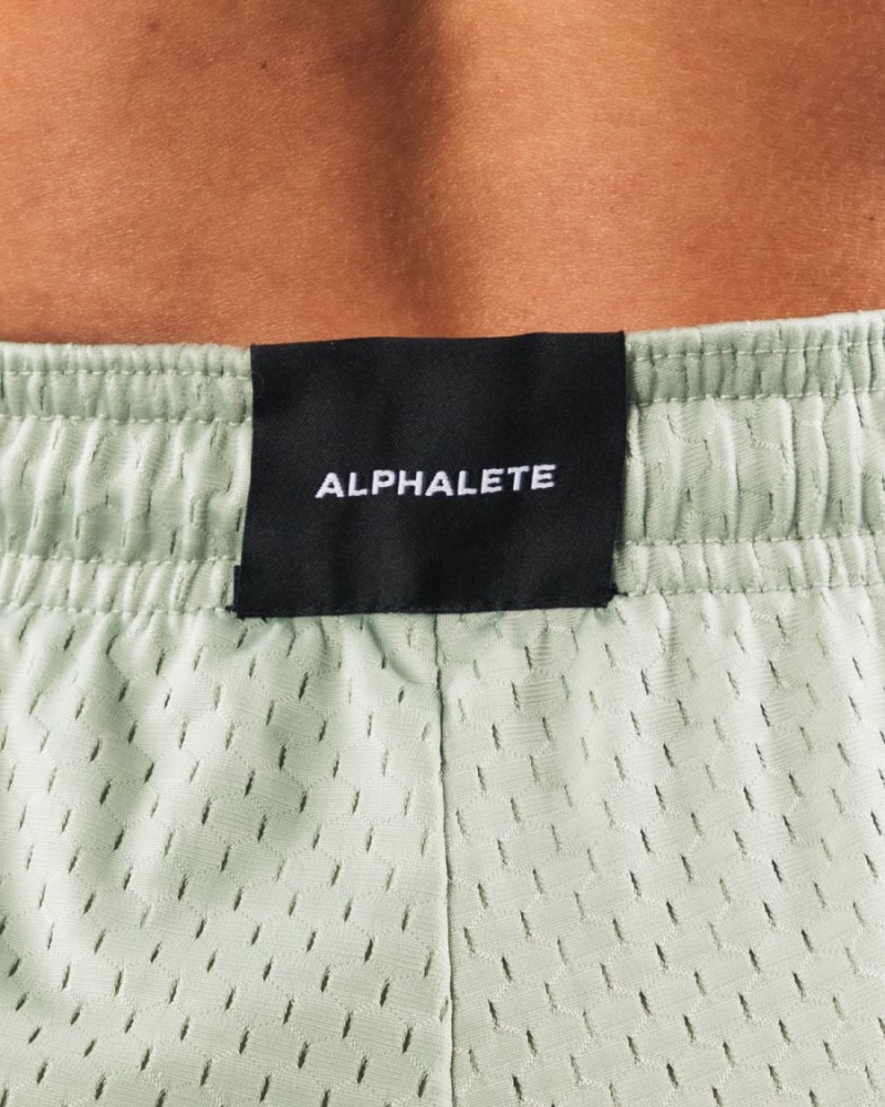 Women's Alphalete Signature Mesh Short 4" Shorts Sage | 6324-JTEWQ