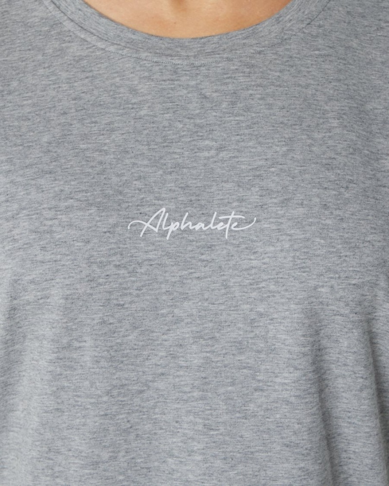 Women's Alphalete Signature Oversized Tee Shirts Heather Grey | 6913-PCKWB