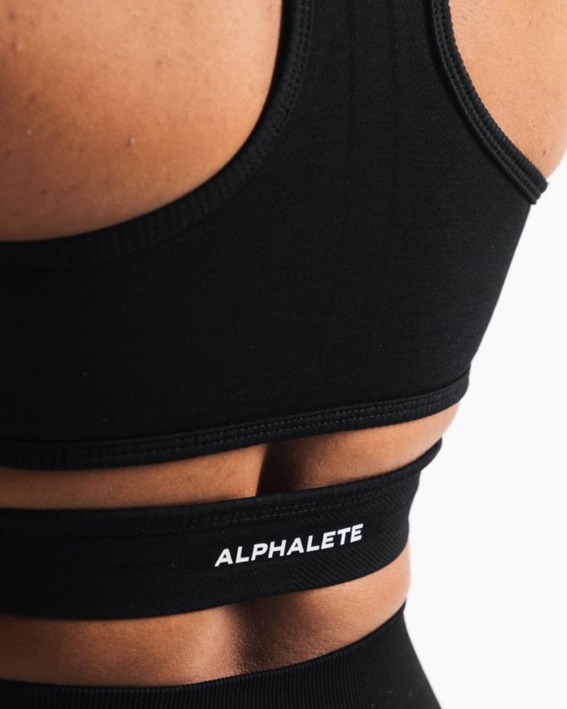 Women's Alphalete Stratus Bra Sports Bra Black | 3108-PDHTX