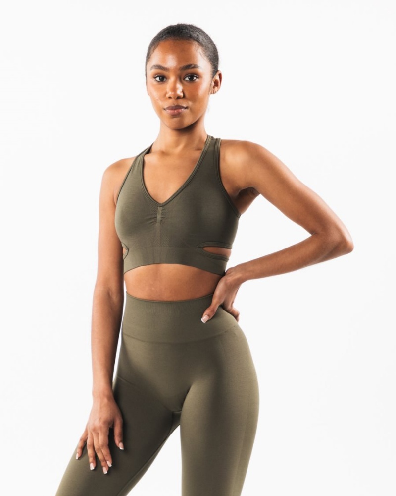 Women's Alphalete Stratus Bra Sports Bra Oak | 4891-SKCYF