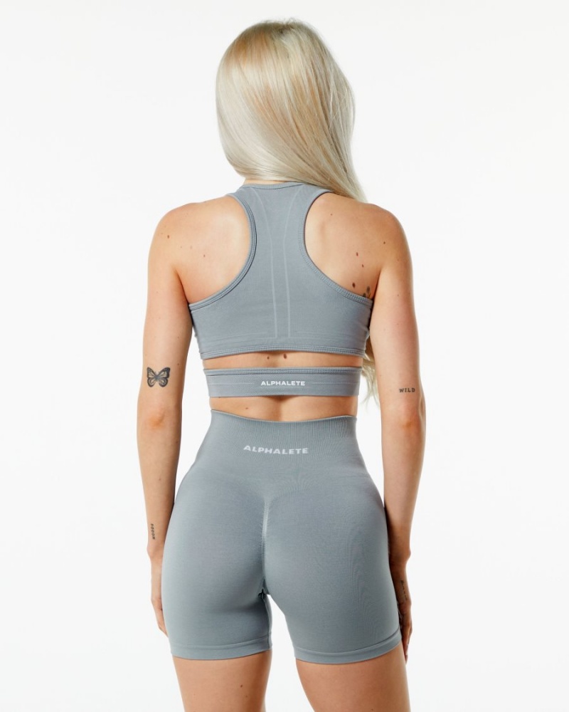 Women's Alphalete Stratus Bra Sports Bra Utility Grey | 9058-AJWUE