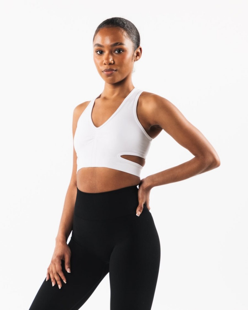 Women's Alphalete Stratus Bra Sports Bra White | 6541-GYMDT