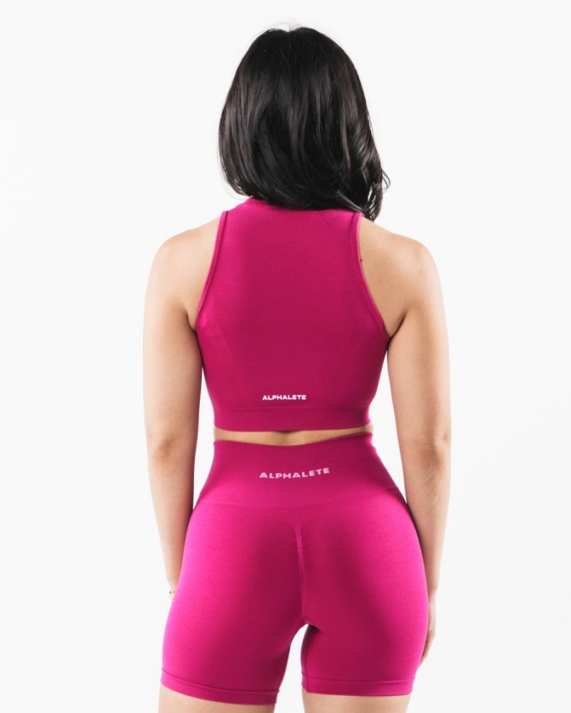 Women's Alphalete Stratus Crop Tank Tank Top Magenta | 7560-MFAUI