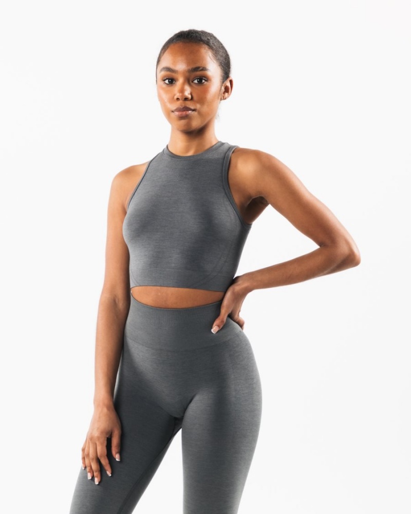 Women's Alphalete Stratus Crop Tank Tank Top Smoke | 5894-QDPAG